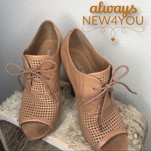 Light Brown Leather Mesh Booties